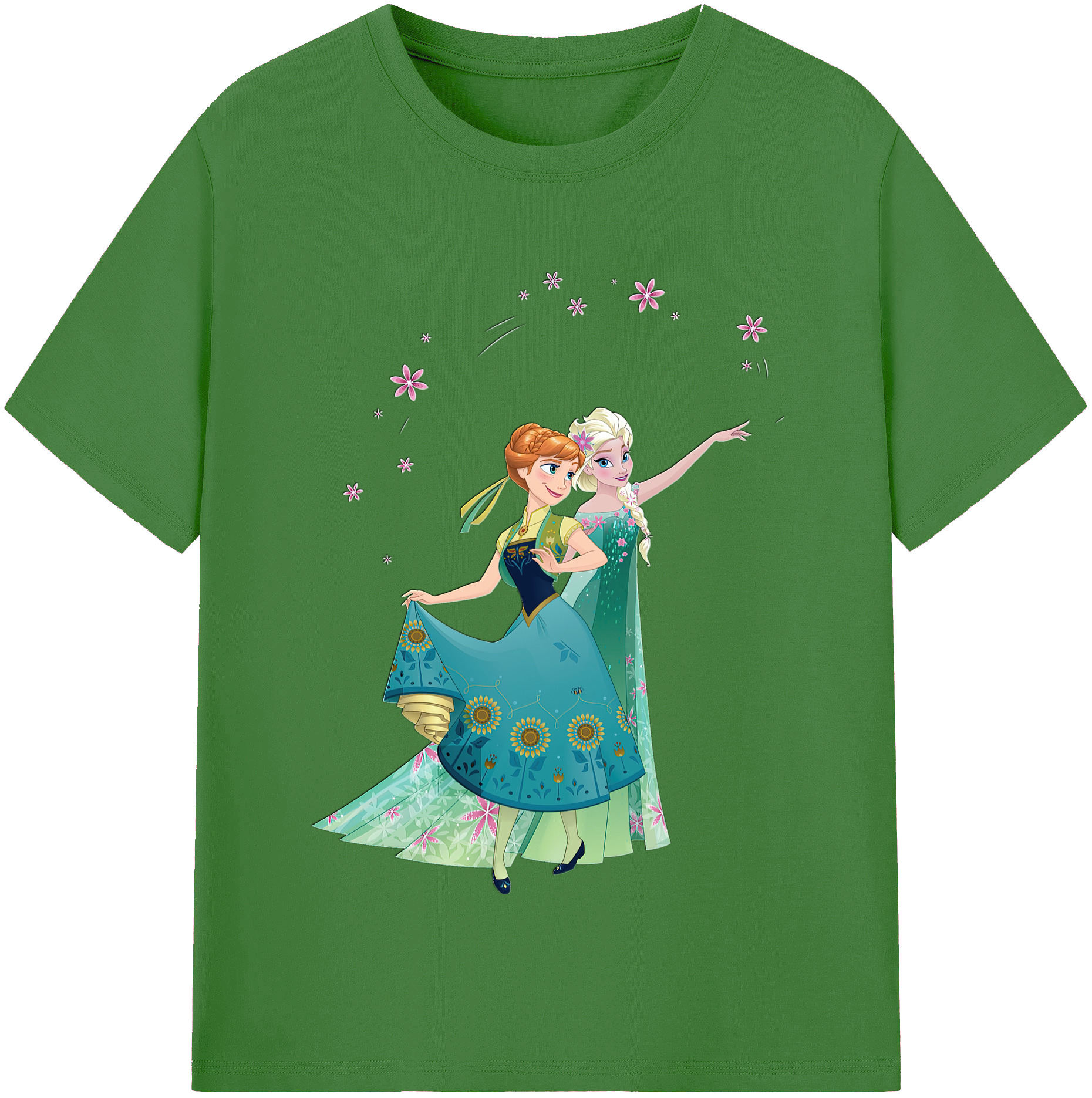 （画像用） アナと雪の女王 アンナ エルサ Frozen Anna Elsa レディースカジュアルプリントTシャツ（綿100％）